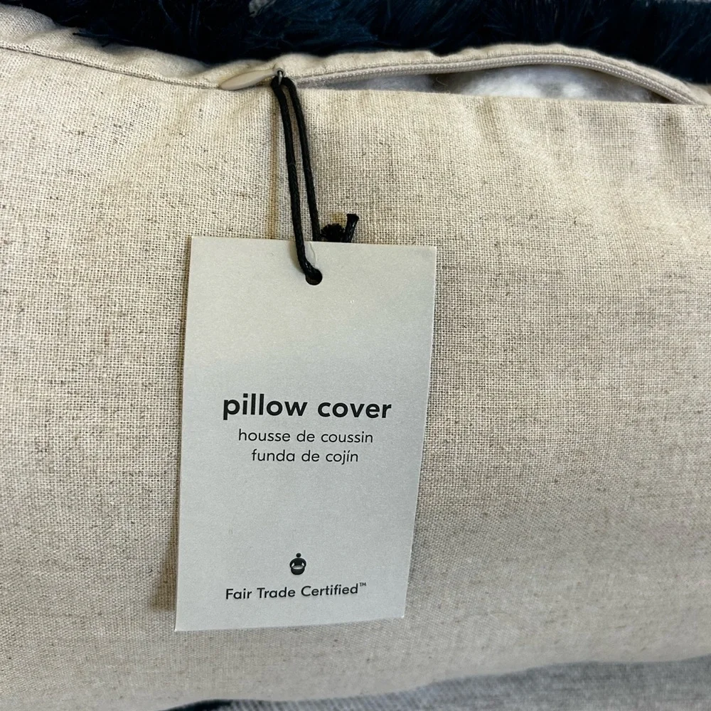 West Elm Teal Velvet Fringe Pillow